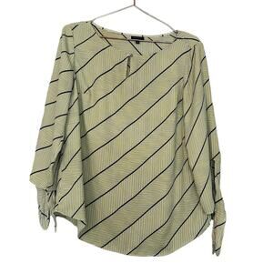 Talbots yellow & blue & White Striped blouse size small